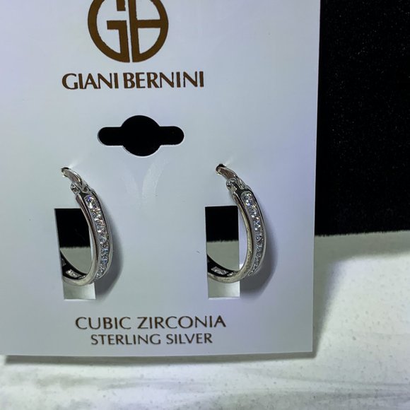 Hoop Earrings sterling silver and cubic zirconia - Picture 2 of 4